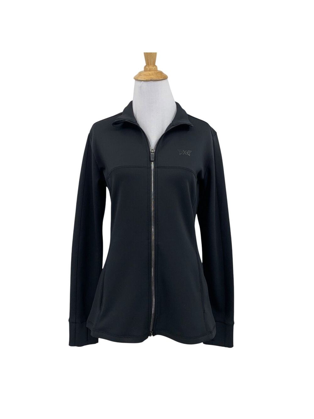 PXG Jacket Womens S Small Black Full Zip Softshell Thumbholes Stretch Golf